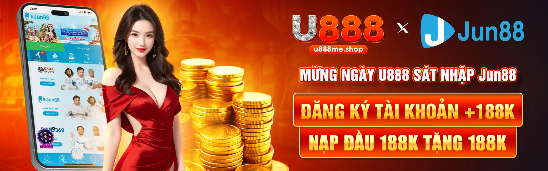 Mừng Ngày u888 sát nhập jun88 đăng ký tài khoản +188k