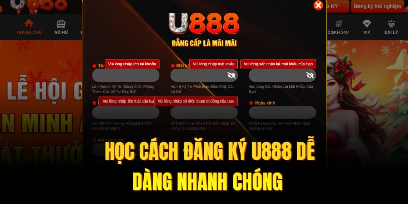 Học cách đăng ký U888 dễ dàng nhanh chóng